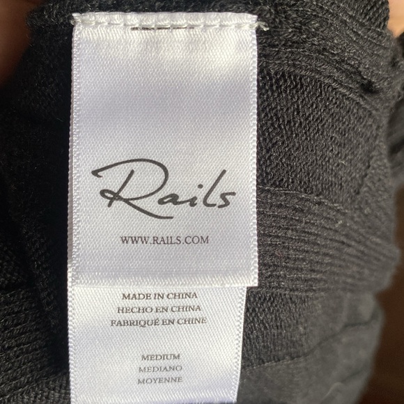 Rails NWT Ashley Vneck Black Cotton Blend Wide Ribbed Knit Dress size medium - Picture 11 of 14